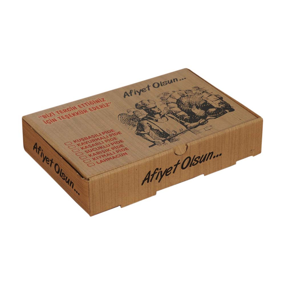 KARTON PİDE KUTUSU STANDART 25*16*4CM 100LÜ