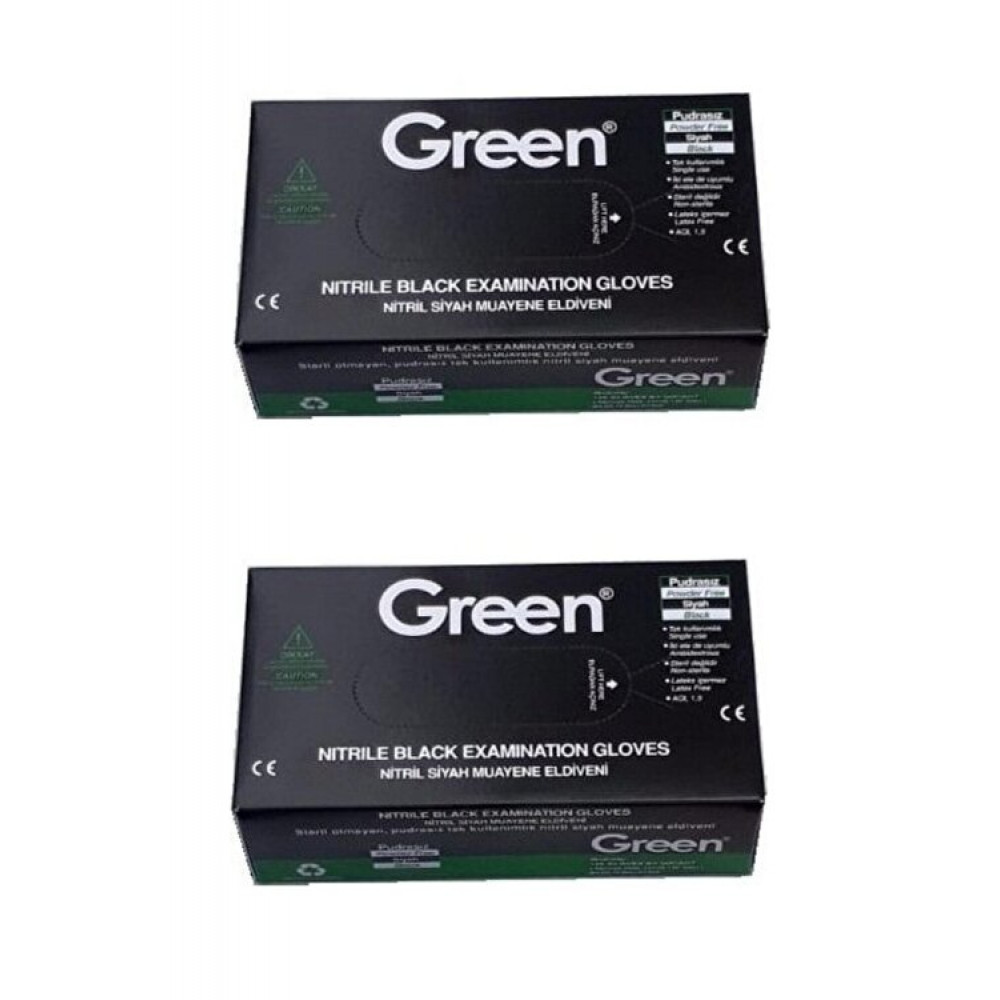 GREEN NİTRİL SİYAH MUAYENE ELDİVENİ (L) 20PK/KL