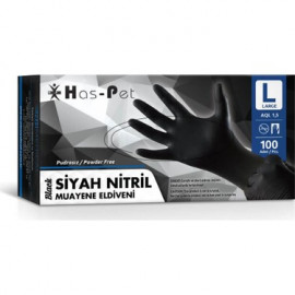 HAS-PET MUAYENE ELDİVENİ NİTRİL SİYAH (L)