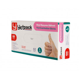 YETPACK VİNİL PUDRASIZ MUAYENE ELDİVENİ (L) 20PK/KL