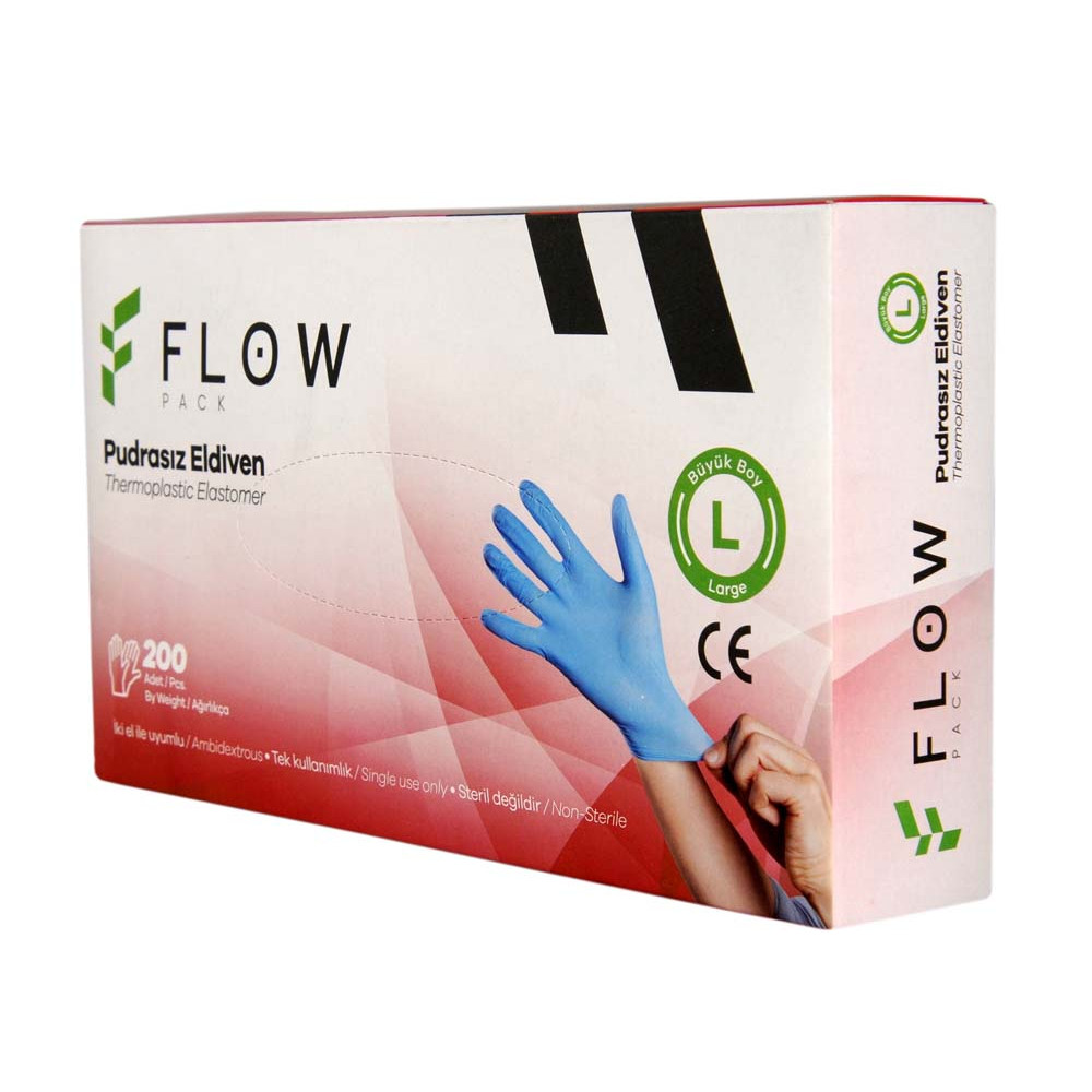 FLOW TAPE PUDRASIZ MAVİ ELDİVEN (L) 200LÜ 20PK/KL