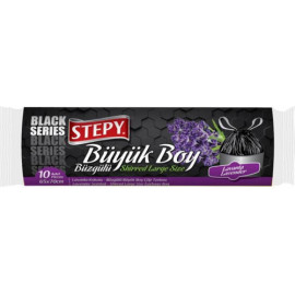 STEPY ÇÖP POŞETİ BLACK BÜZGÜLÜ LAVANTA BÜYÜK 65*70 25PK/KL