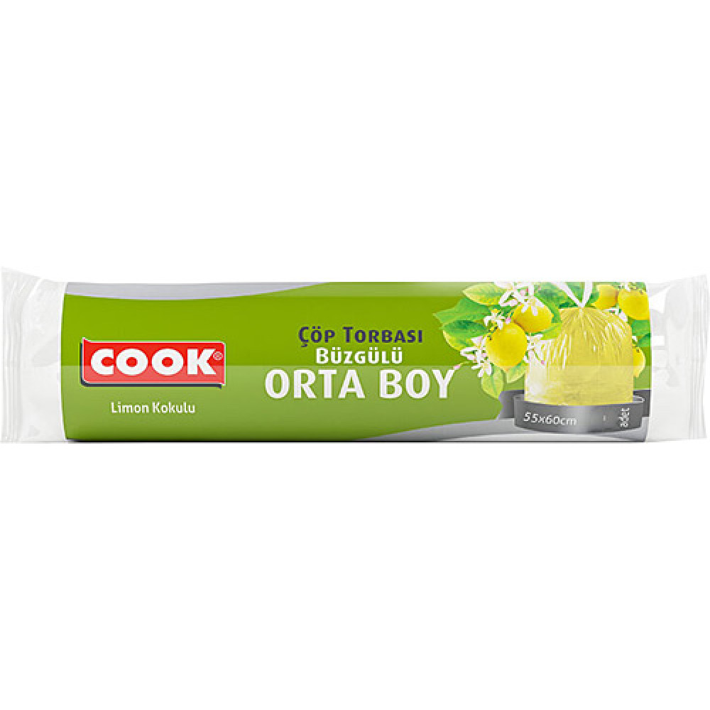 COOK ÇÖP POŞETİ BÜZGÜLÜ ORTA 55*60 (LİMON) 15AD/PK 25PK/KL