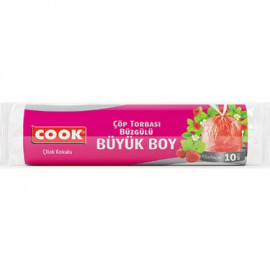 COOK ÇÖP POŞETİ BÜZGÜLÜ BÜYÜK 65*70 (ÇİLEK) 15AD/PK 25PK/KL