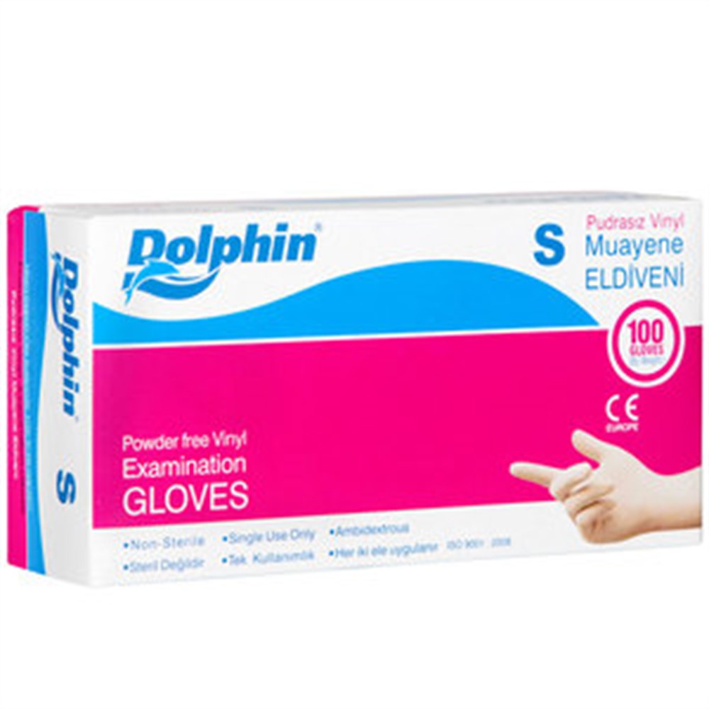 DOLPHİN PUDRASIZ VİNİL MUAYENE ELDİVENİ (S) 20PK/KL