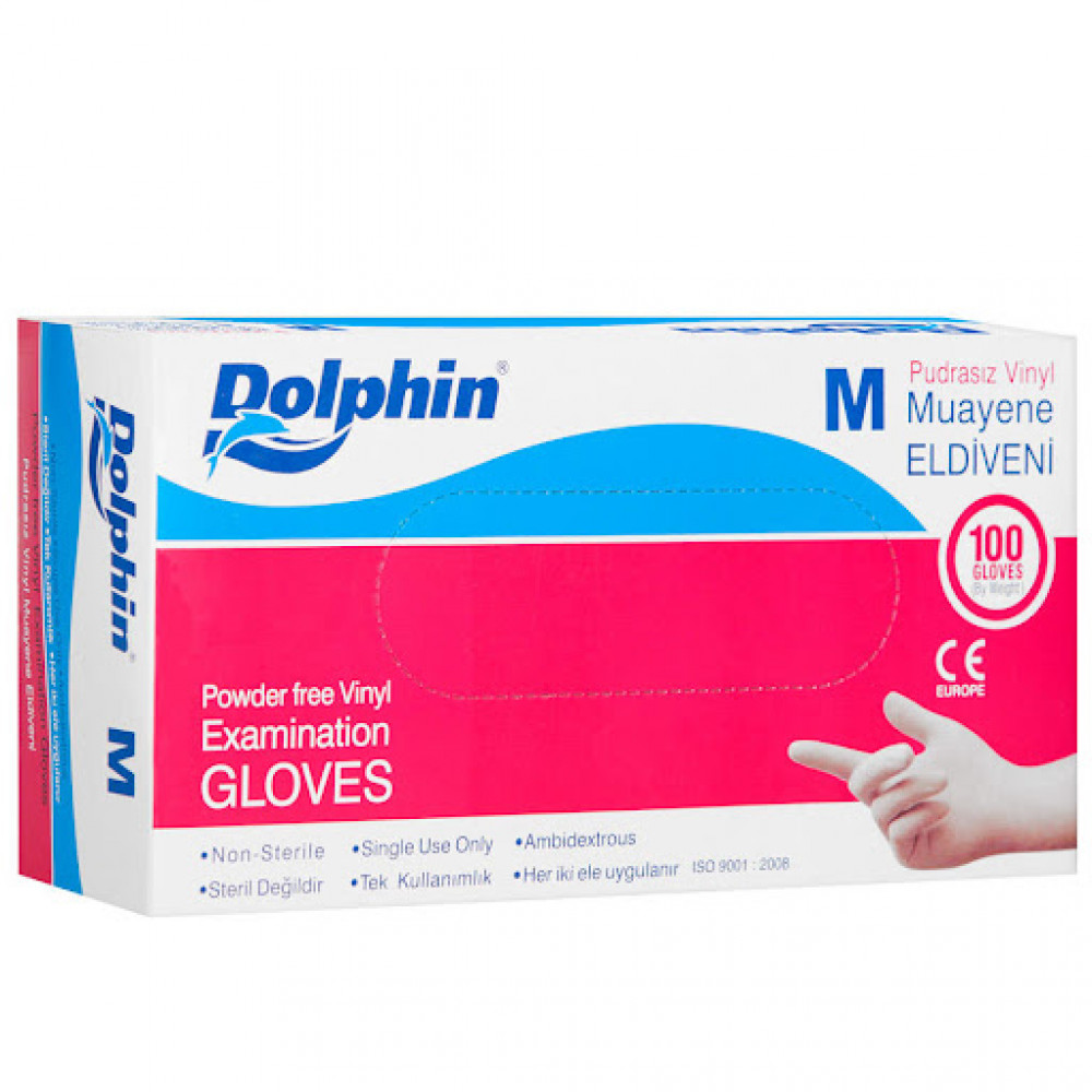 DOLPHİN PUDRASIZ VİNİL MUAYENE ELDİVENİ (M) 20PK/KL DOLPHİN PUDRASIZ VİNİL MUAYENE ELDİVENİ (M) 20PK/KL